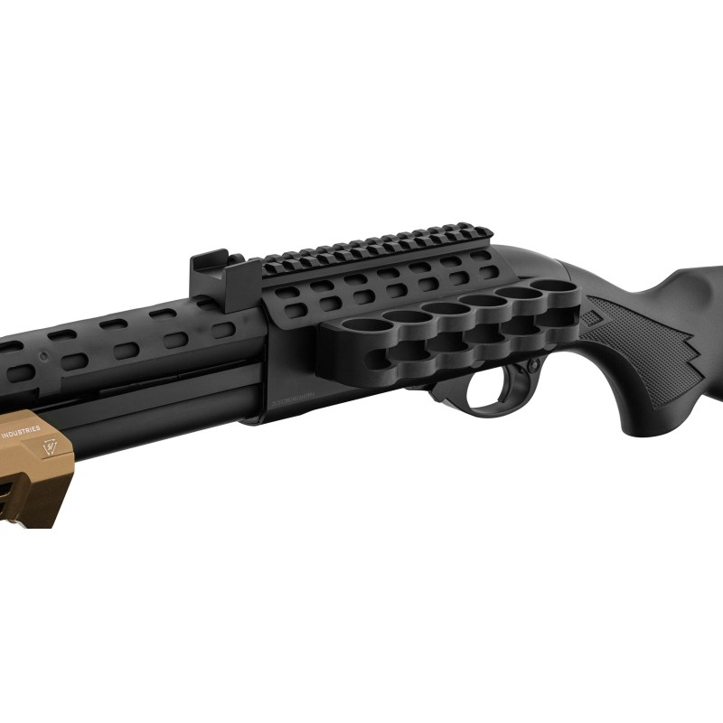 Réplique de fusil à pompe M870 Strike Industries noire et tan