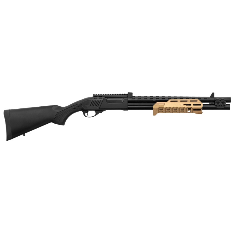 Réplique de fusil à pompe M870 Strike Industries noire et tan
