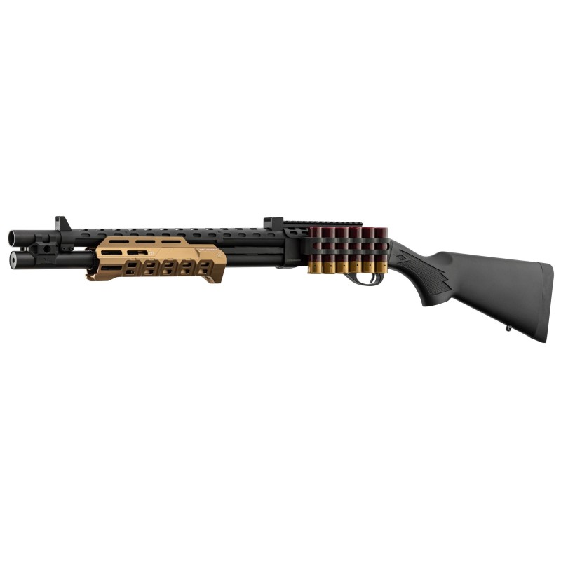 Réplique de fusil à pompe M870 Strike Industries noire et tan
