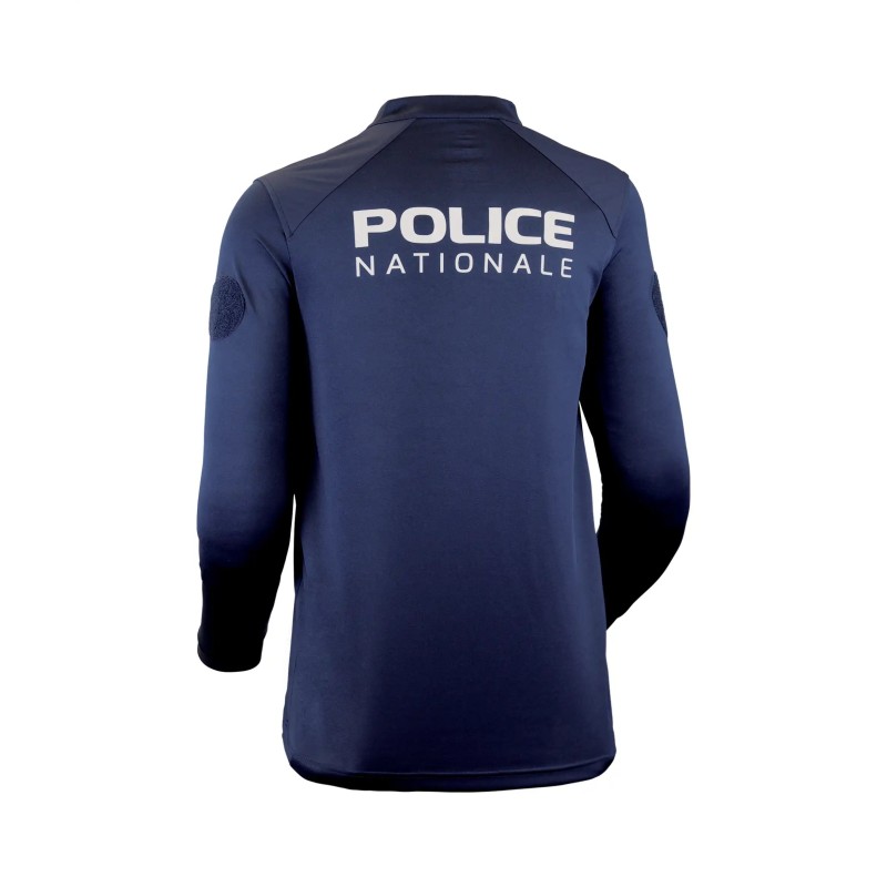 Polo manches longues Police Nationale marine – Col zippé | Hexagone Défense