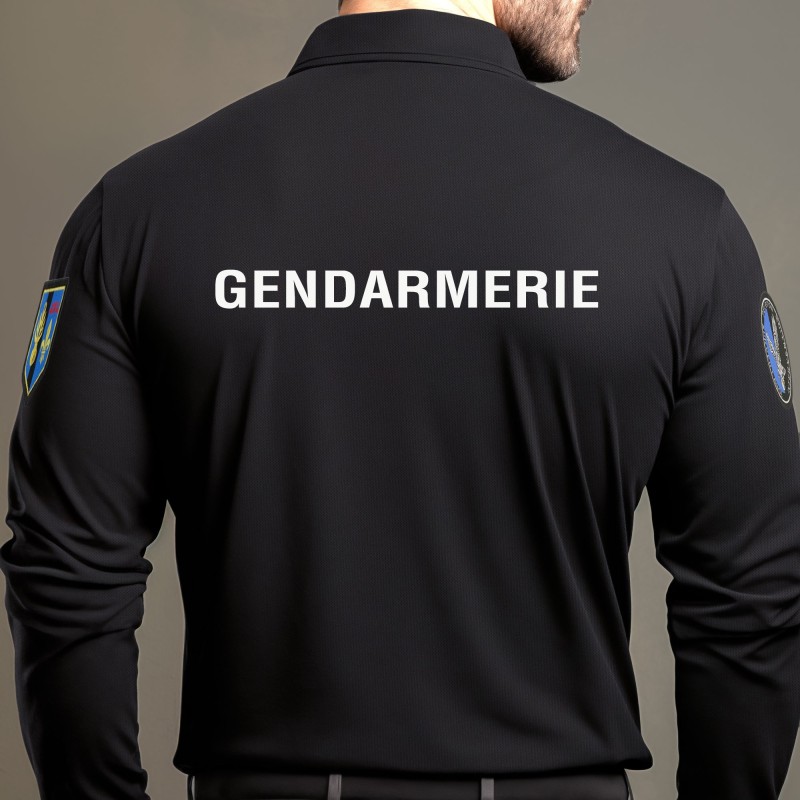 Polo noir manches longues Gendarmerie Cooldry® | Hexagone Défense