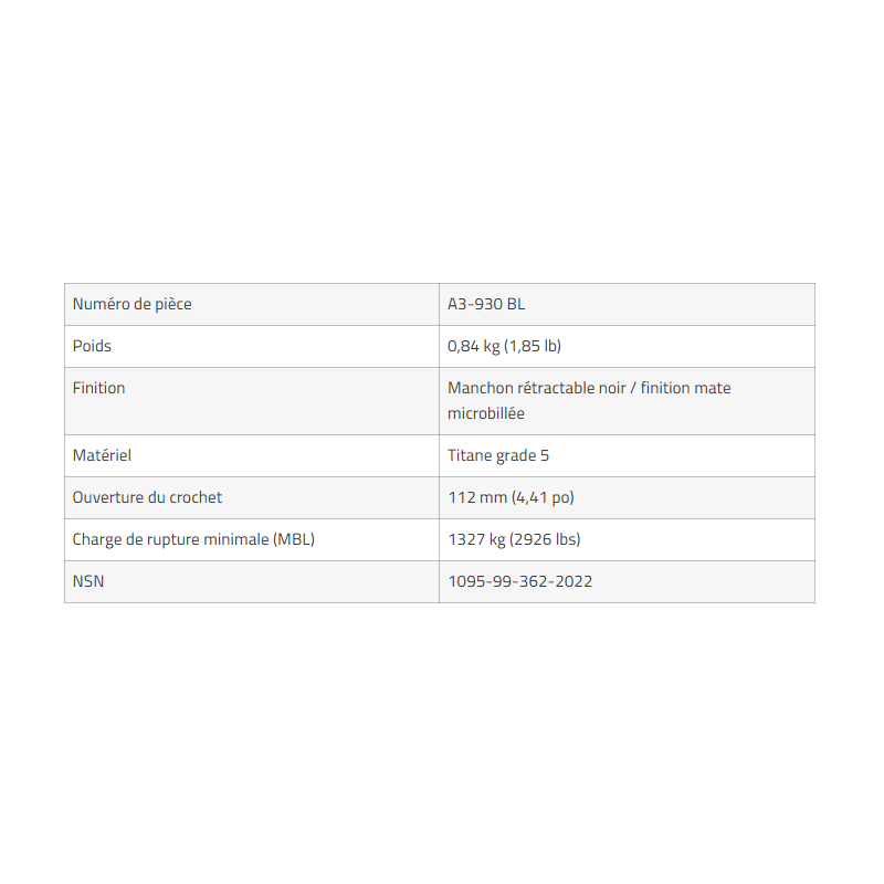 Crochet double 350 mm Olympia Triumph – Accessoire d’abordage tactique | Hexagone Défense