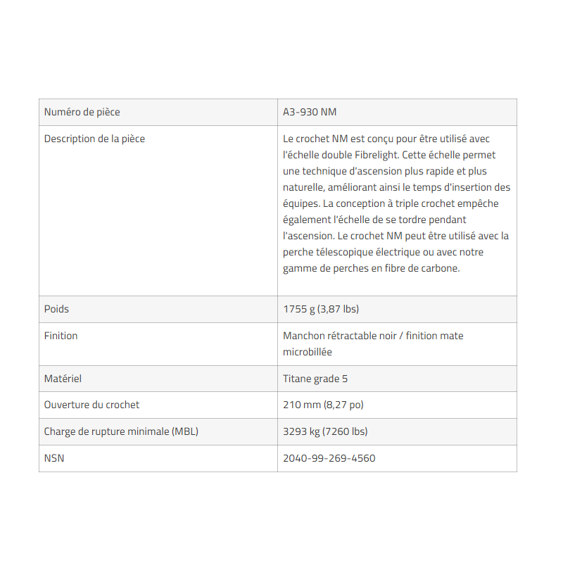Crochet triple 210 mm Olympia Triumph – Accessoire d’abordage tactique | Hexagone Défense