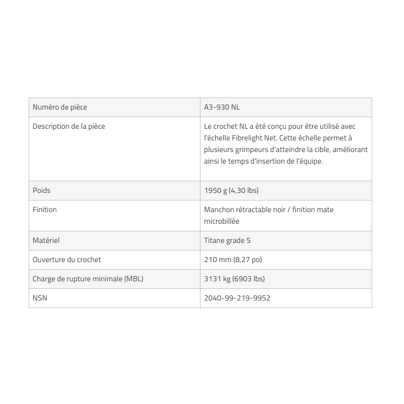 Crochet triple 210 mm Olympia Triumph – Accessoire d’assaut et d’abordage | Hexagone Défense