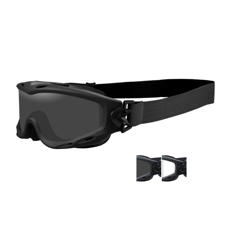 Masque de protection balistique Spear noir écrans fumé/incolore