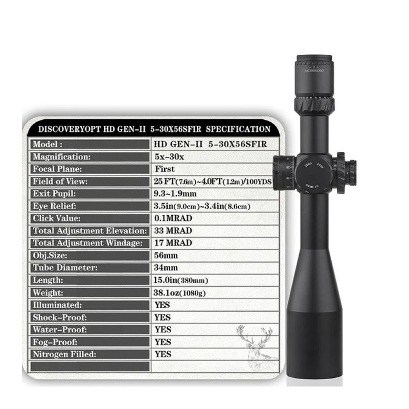 DISCOVERYOPT HD GEN II 5-30X56 SFIR FFP-Z-MRAD Diamètre : 34 mm
