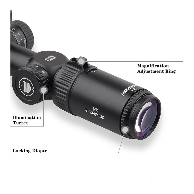 Lunettes de visée DISCOVERYOPT MS 3-12X42AOAC SFP-MOA Diamètre : 25,4 mm