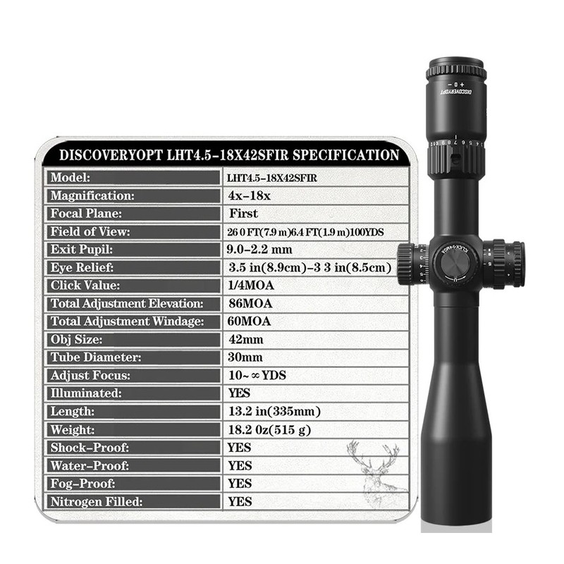 DISCOVERYOPT LHT 4.5-18X42SFIR FFP-MOA Diamètre : 30 mm