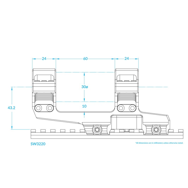 Scalarworks FUSE/02 Montage 30mm monobloc cantilever hauteur 1,7"