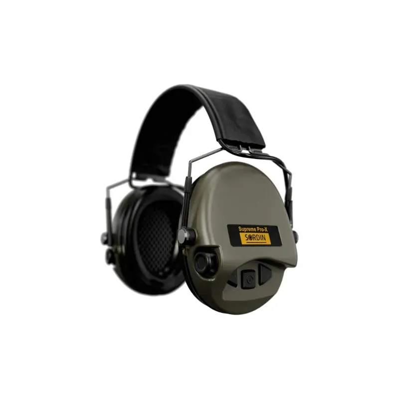 Casque anti-bruit Suprême Pro-X SLIM vert olive serre-tête cuir noir