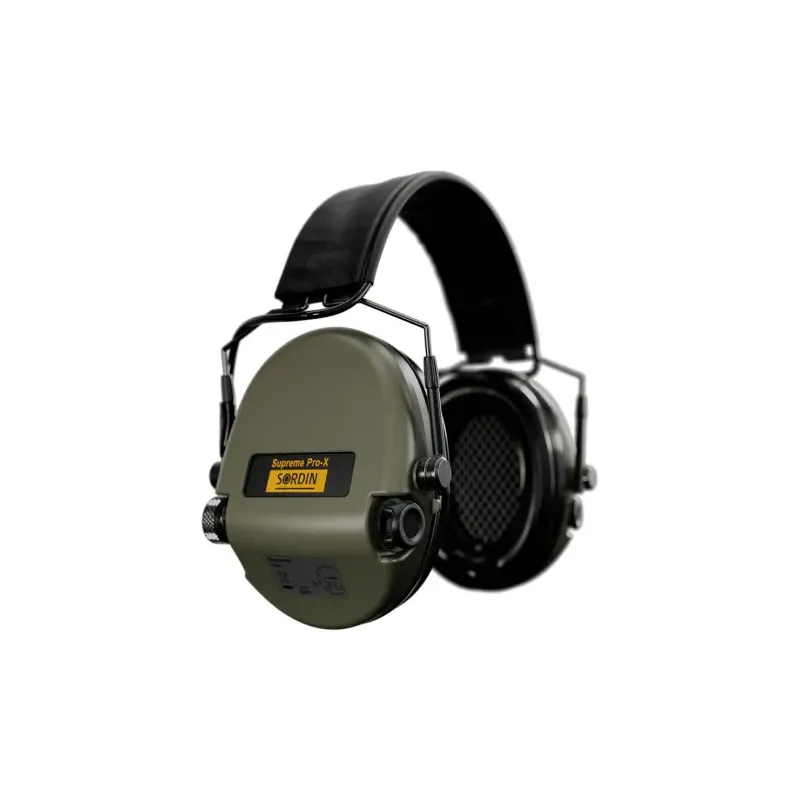 Casque anti-bruit Suprême Pro-X SLIM vert olive serre-tête cuir noir