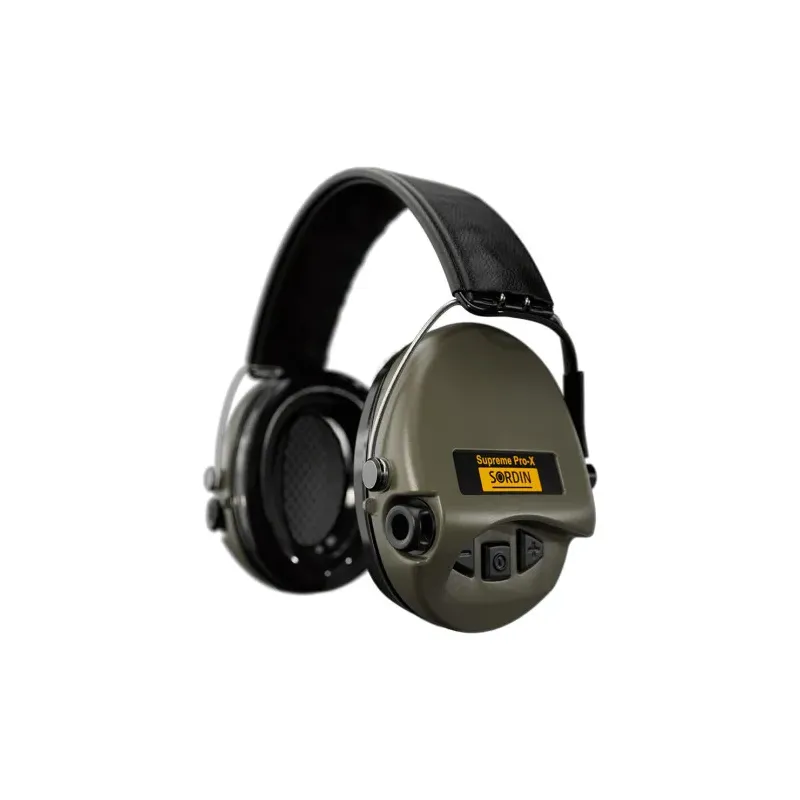 Casque anti-bruit Suprême Pro-X vert olive serre-tête cuir noir