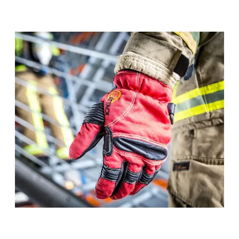 Gant pompier attaque feux cuir rouge ATTACK6PEOM-BSC